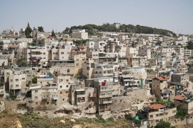 Kudüs'te Davud Şehrinin Manzara Görünümü. Kutsal Kara Seyahat ve Turizm.