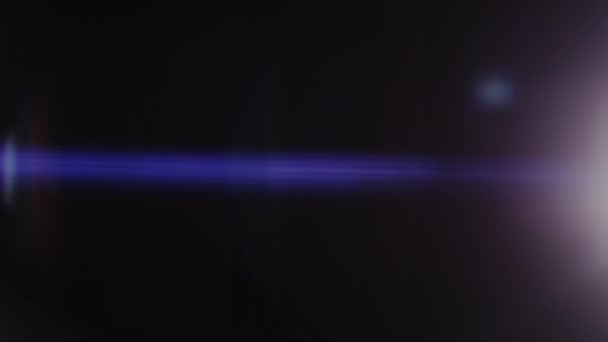 Blue and red anamorphic lens flare. Glowing blinks at dark background. Cg animation. — Stock Video