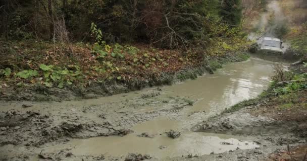 Tempo Libero Montagna Vocazioni Autunnali Estremo Auto Fuoristrada Mitsubishi Pajero — Video Stock