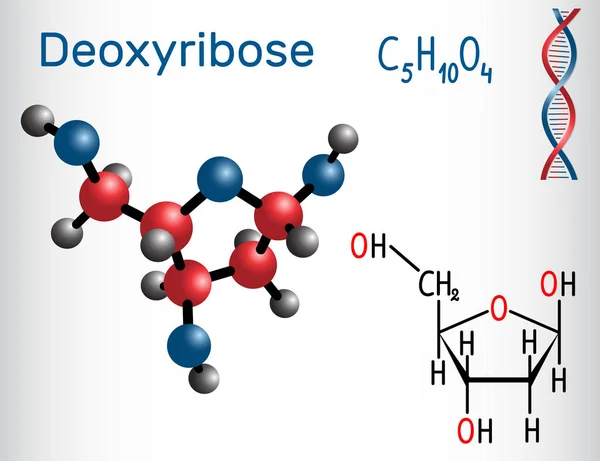 Molécula Desoxirribosa Monosacárido Azúcar Desoxi Forma Parte Columna Vertebral Del — Vector de stock