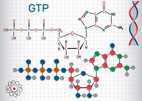 Molécula Triphosphate Guanosine Gtp Usada Síntese Rna Como Uma Fonte —  Vetores de Stock