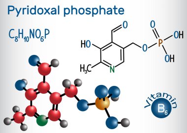 Pirioksal fosfat Plp, piridoksal 5'-fosfat, P5p , B6 vitamini, bir koenzimdir. Yapısal kimyasal formül ve molekül modeli