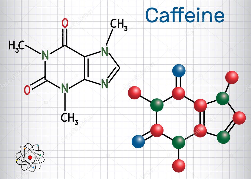 Caffeine Molecule Structural Chemical Formula And Molecule Model Sheet Of Paper In A Cage Vector Illustration Premium Vector In Adobe Illustrator Ai Ai Format Encapsulated Postscript Eps Eps Format