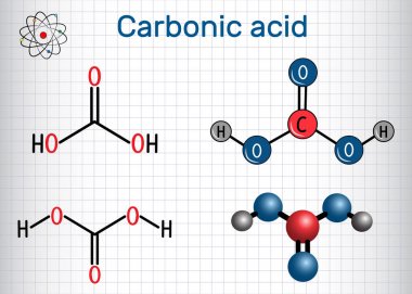 Karbonik asit (H2co3) molekülü Yapısal kimyasal formülü ve 