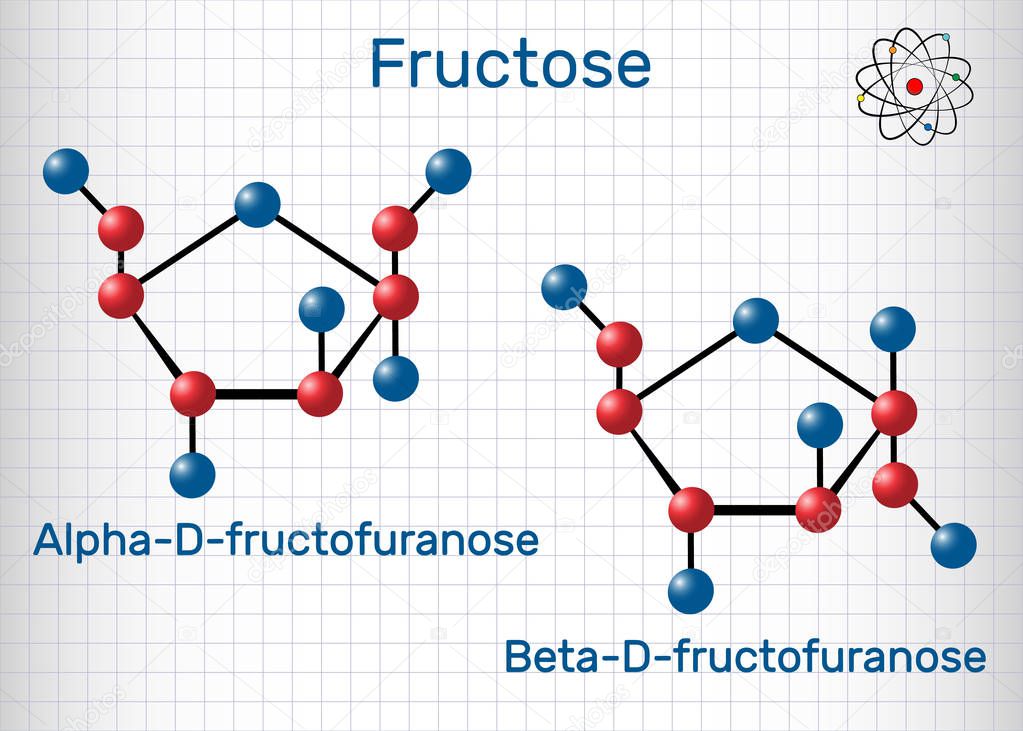 Fructose Alpha D Fructofuranose Beta D Fructofuranose Molecule Cyclic Form Structural Chemical Formula And Molecule Model Sheet Of Paper In A Cage Vector Illustratio Premium Vector In Adobe Illustrator Ai Ai Format Encapsulated