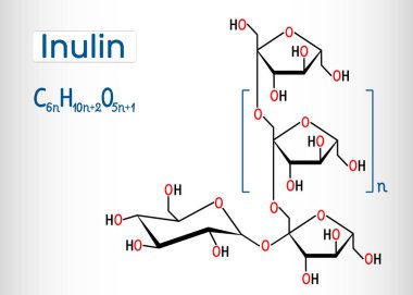 Inulin molecule. Structural chemical formula and molecule model. clipart