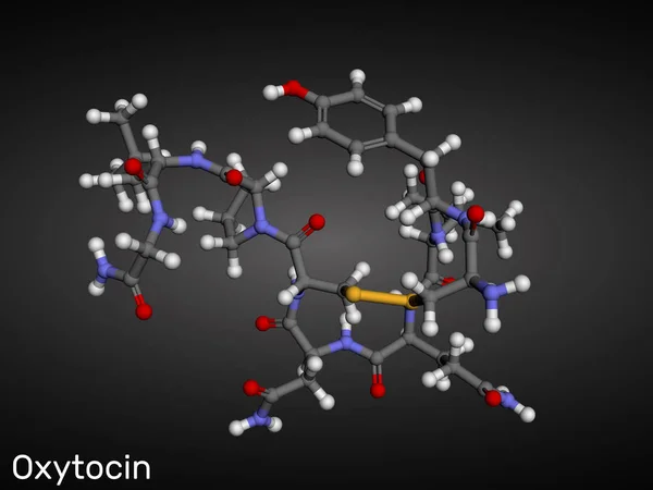 オキシトシン,オックスト,ペプチドホルモンおよび神経ペプチド分子構造化学式 — ストック写真