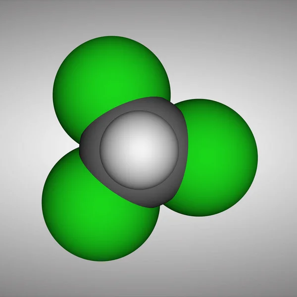 Kloroform eller triklormetan-molekyl. Det är bedövningsmedel, euphoriant, ångestdämpande och lugnande — Stockfoto