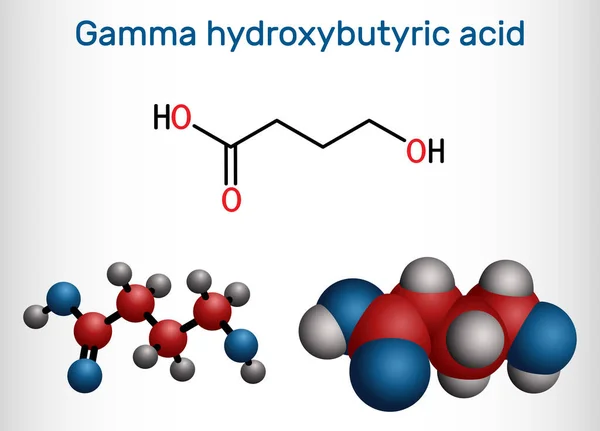 Ácido Gamma Hidroxibutírico Ghb Molécula C4H8O3 Neurotransmisor Éxtasis Líquido Droga — Vector de stock