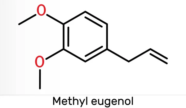 Eugenol Metilo Alilveratrol Molécula Metileugenol Fenilpropeno Tipo Fenilpropanoide Utiliza Como — Foto de Stock