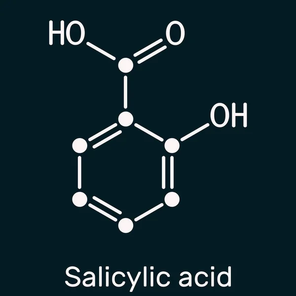 Molecola Acido Salicilico Tipo Acido Fenolico Formula Chimica Scheletrica Illustration — Foto Stock