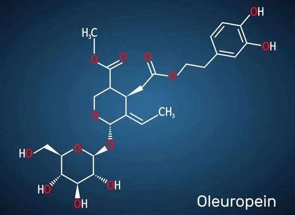 Oleuropeína Catecol Molécula Glucósido Tiene Papel Como Metabolito Vegetal Antiinflamatorio — Vector de stock