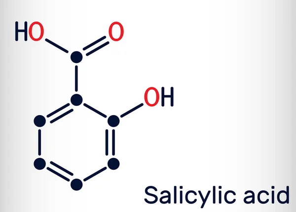 Molécula Ácido Salicílico Tipo Ácido Fenólico Fórmula Química Esquelética Ilustración — Archivo Imágenes Vectoriales