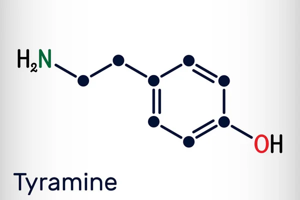 Tiramina Molécula Tiramina Compuesto Monoamina Derivado Tirosina Fórmula Química Esquelética — Archivo Imágenes Vectoriales