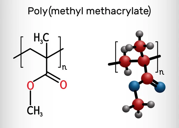 Metacrilato Poli Metilo Vidrio Acrílico Plexiglás Molécula Pmma Polímero Sintético — Vector de stock