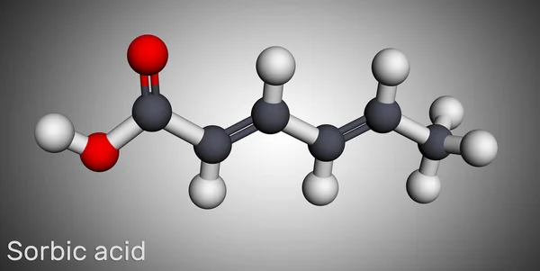 Szorbinsav Hexadiénsav E200 Molekula Hexadién Többszörösen Telítetlen Zsírsav Szorbát Konjugált — Stock Fotó