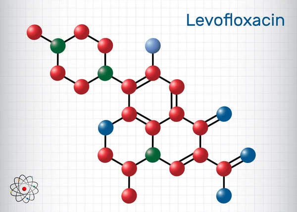 Levofloxacin Fluorokinolon Antibiotikum Molekula Bakteriális Sinusitis Tüdőgyulladás Kezelésére Alkalmazzák Szerkezeti — Stock Vector
