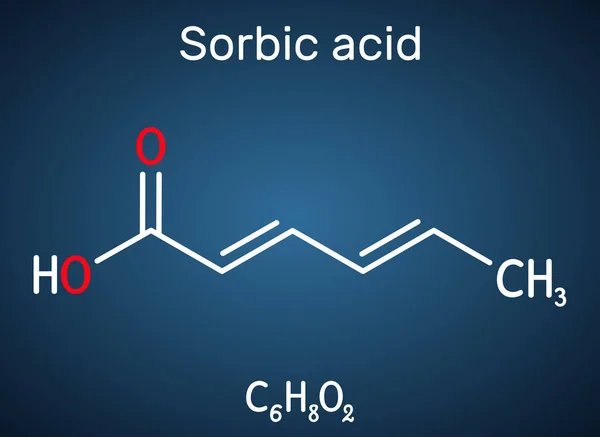 Ácido Sórbico Ácido Hexadienoico Molécula E200 Ácido Graso Hexadienoico Poliinsaturado — Archivo Imágenes Vectoriales