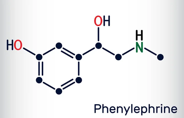 Molécula Fenilefrina Descongestionante Nasal Com Potente Propriedade Vasoconstritora Fórmula Química —  Vetores de Stock