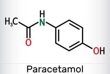 Parasetamol, asetaminofen molekülü. Bu bir opioid olmayan ağrı kesici ve anti-piretik etken. İskelet kimyasal formül. Vektör illüstrasyonu