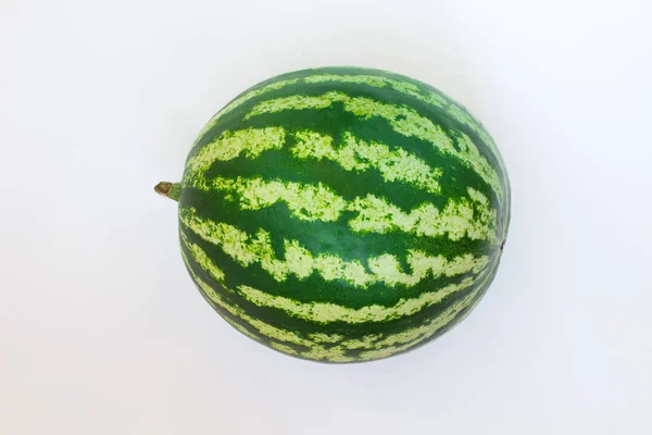 Groen Met Witte Strepen Watermeloen Witte Pagina — Stockfoto