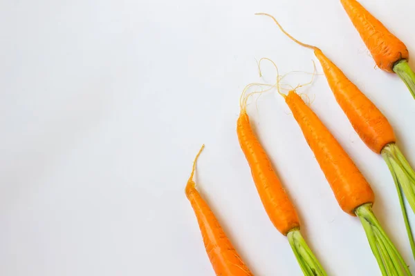 Carrots on a white background. Top view