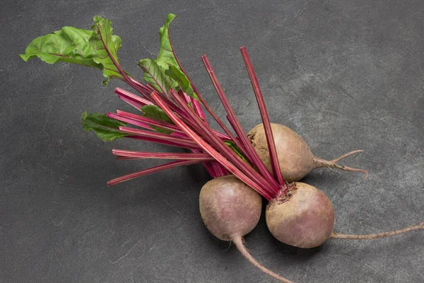 Root Vegetables Beets Top View Black Background — Stock Photo, Image