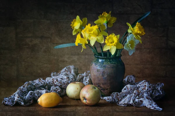 Frutos Ainda Vivos Flores Marrom Amarelo — Fotografia de Stock