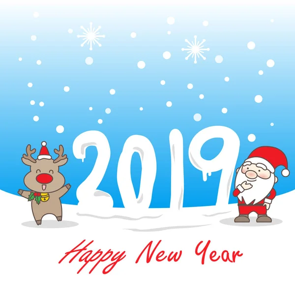 Merry Christmas Happy New Year 2019 Number — Stock Vector