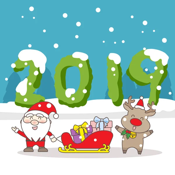 Selamat Natal Dan Bahagia Tahun Baru Dengan Nomor 2019 - Stok Vektor