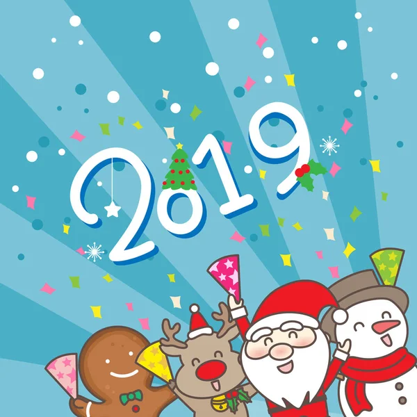 Selamat Natal Dan Bahagia Tahun Baru Dengan Nomor 2019 - Stok Vektor