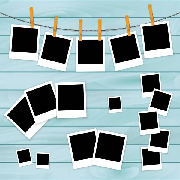 Fotoğraf çerçeveleri ahşap arka plan vektör ayarla