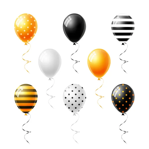 Beyaz Arka Plan Vektör Izole Cadılar Bayramı Için Renkli Balonlar — Stok Vektör