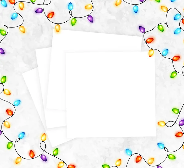 Guirlande Lumière Noël Avec Fond Vectoriel Blanc Papier Blanc — Image vectorielle