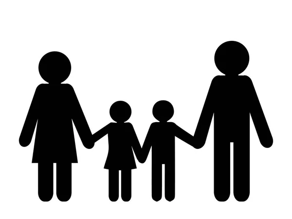 Ikon Keluarga Diisolasi Pada Vektor Latar Belakang Putih - Stok Vektor