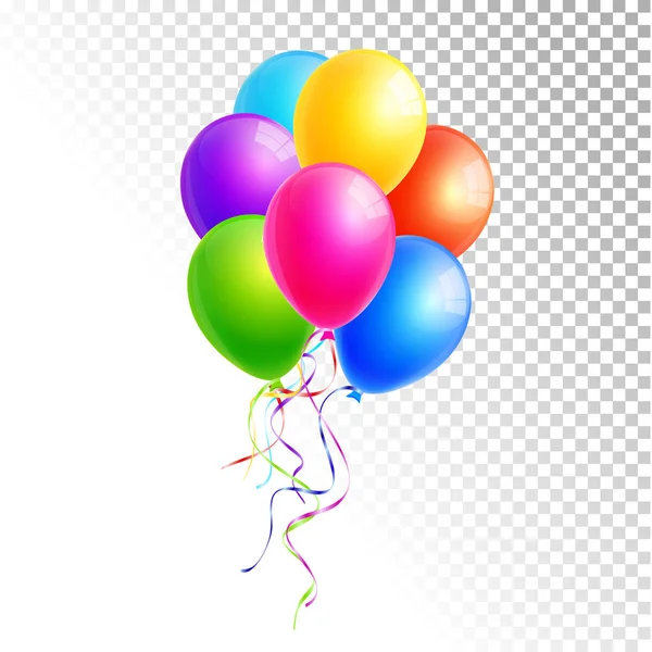 Kleurrijke Ballonnen Geïsoleerd Witte Transparante Achtergrond Vector — Stockvector