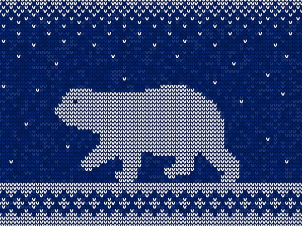 Christmas Knitting Pattern Polar Bear Vector — Stock Vector