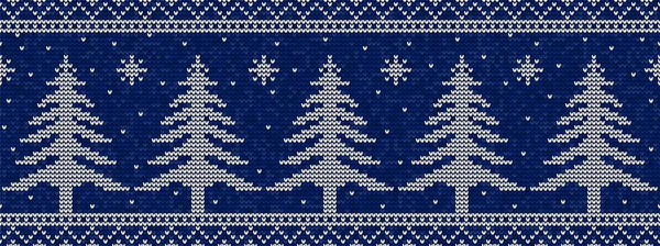 Blue White Christmas Knitting Seamless Pattern Background Vector — Stock Vector