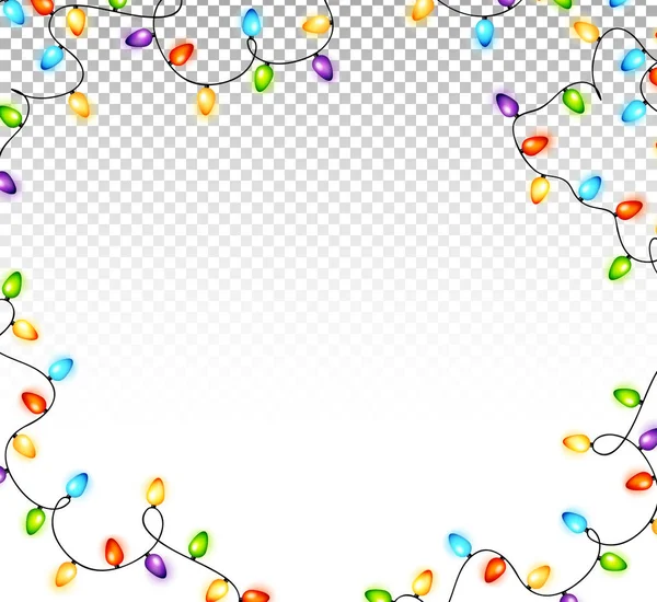 Coloridas Bombillas Navidad Vector Fondo Transparente — Vector de stock