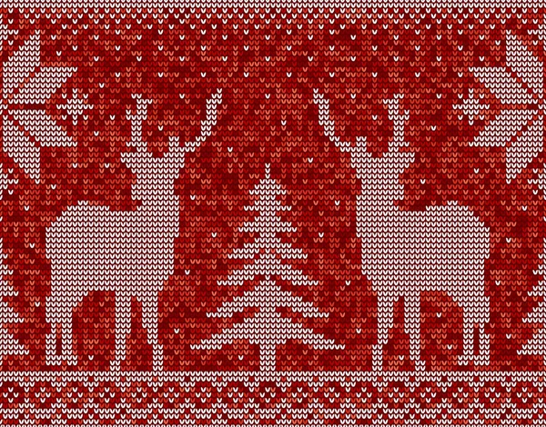 Fondo Patrón Sin Costura Navidad Rojo Blanco Con Ciervos Pinos — Archivo Imágenes Vectoriales