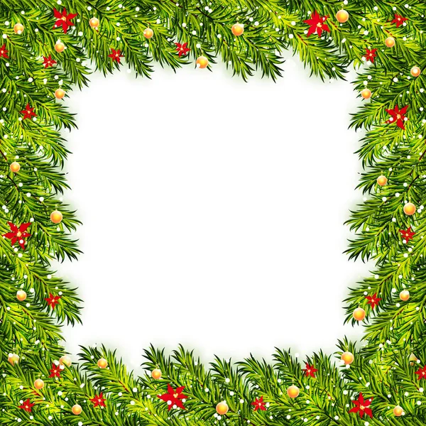 Christmas Tree Branches Frame Vector — Stock Vector