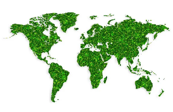 白い背景に緑の世界地図 — ストックベクタ