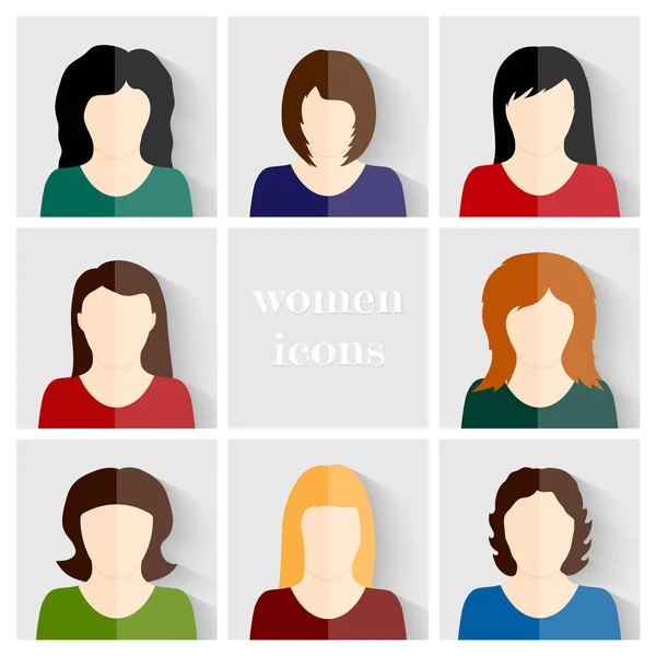 Femmes Icônes Définir Fond Vectoriel — Image vectorielle