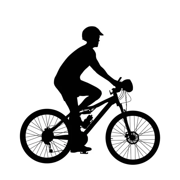 Cyclist Silhouette Isolated White Background Vector — Stock Vector