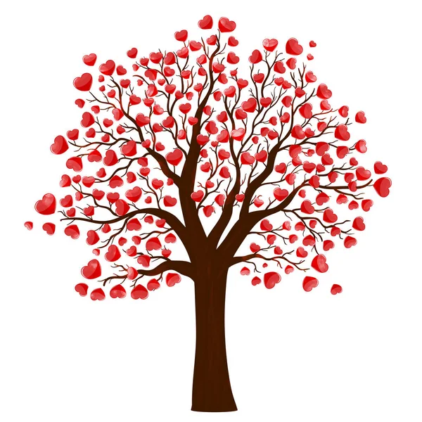 装飾デザインの赤いハートのツリー 幸せなバレンタインデーのためのベクトル図 — ストックベクタ