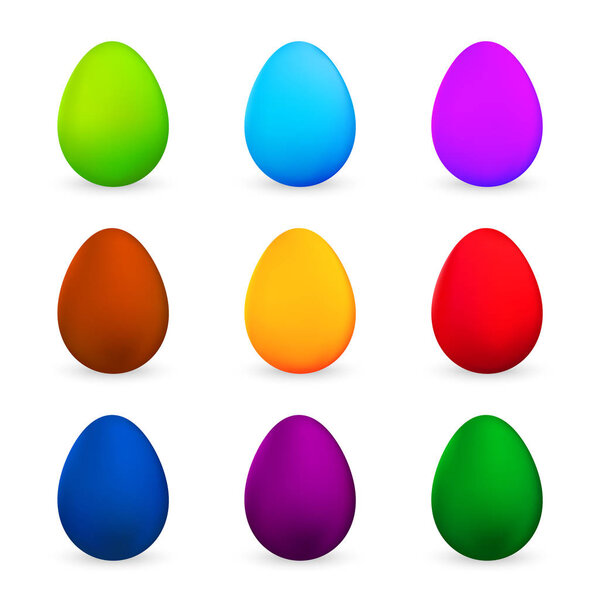 Colorful Easter eggs set on white background. Vector illustration