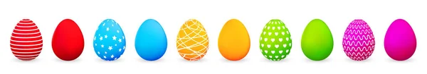 Coloridos Huevos Pascua Colocados Sobre Fondo Blanco Ilustración Vectorial — Vector de stock