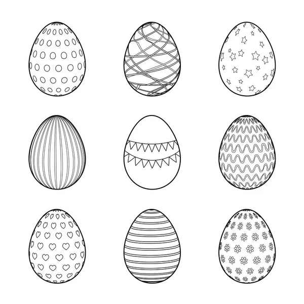 Paaseieren Ingesteld Voor Het Kleuren Van Fotoboekpagina Vectorillustratie — Stockvector