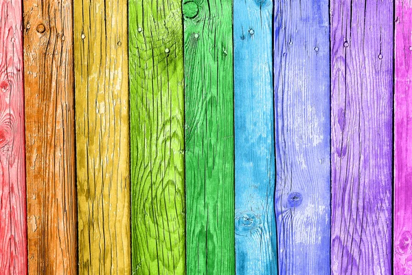 Viejos tablones en los colores del arco iris. Fondo de madera colorido — Foto de Stock