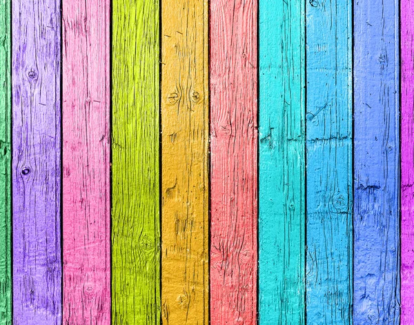 Viejos tablones en los colores del arco iris. Fondo de madera colorido — Foto de Stock